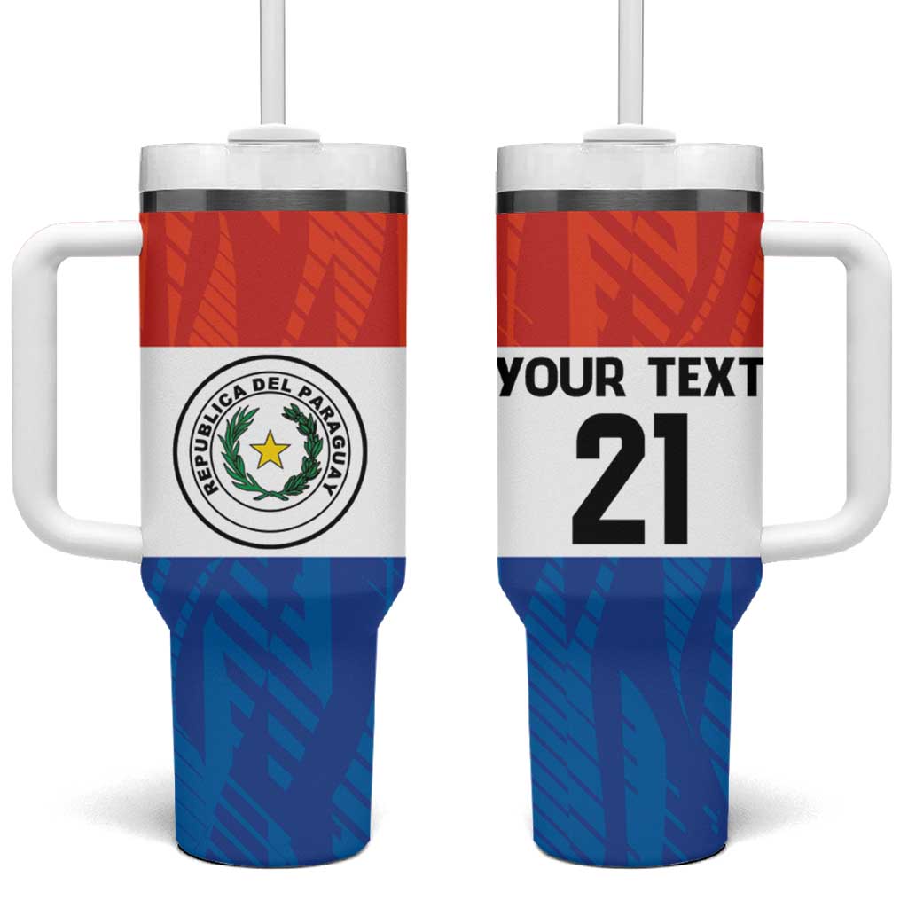 Paraguay Football Custom Tumbler With Handle Come On Albirroja with Flag Style