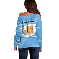 Argentina Flag Day Personalized Off Shoulder Sweater Simple Sol de Mayo