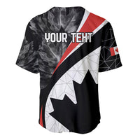 Black Canada Day baseball jersey with red-and-white diagonal stripe and maple leaf patch