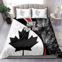 Canada Day bedding set with maple leaf graphic, 1867 text, and two matching pillowcases