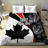 Canada Day bedding set with maple leaf artwork, 1867 text, and two matching pillows