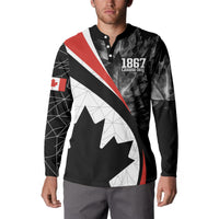 Black men's button sweatshirt with red-and-white Canada leaf graphic and 1867 patch