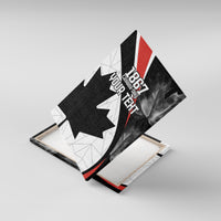 Canvas wall art with maple leaf graphic, 1867 Canada Day, and 'YOUR TEXT' in black
