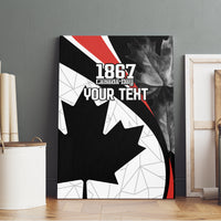Framed black canvas wall art with maple leaf, 1867 Canada Day, and 'YOUR TEXT' text