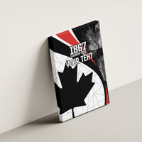 Framed canvas wall art with maple leaf silhouette, 1867 Canada Day, and 'YOUR TEXT'