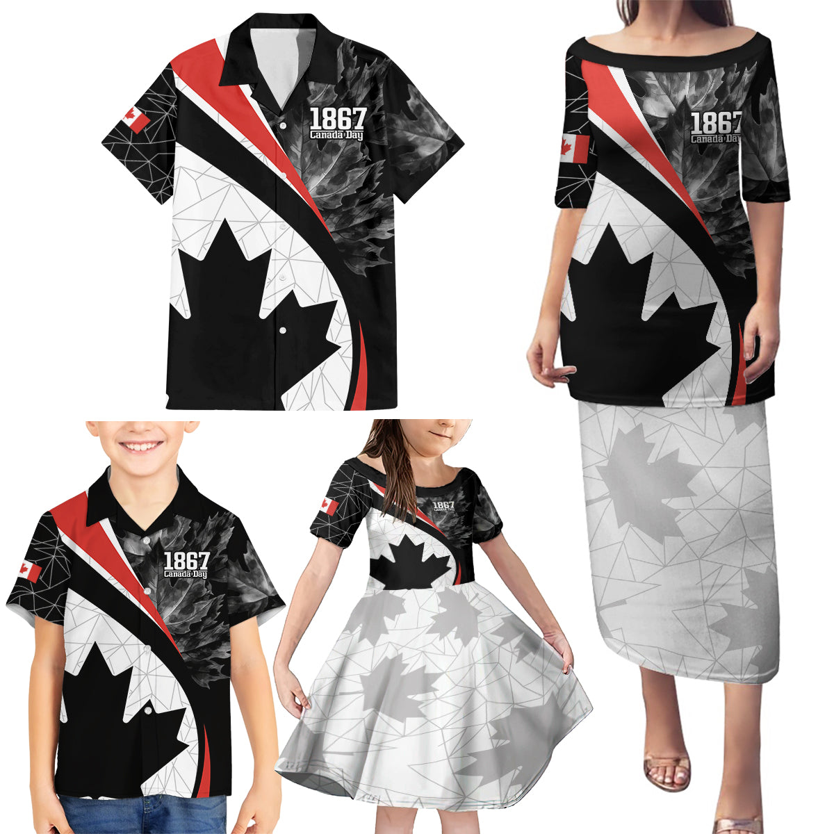 Personalized Canada Day Sine 1867 Family Matching Puletasi and Hawaiian Shirt With National Maple Leaf - Wonder Print Shop