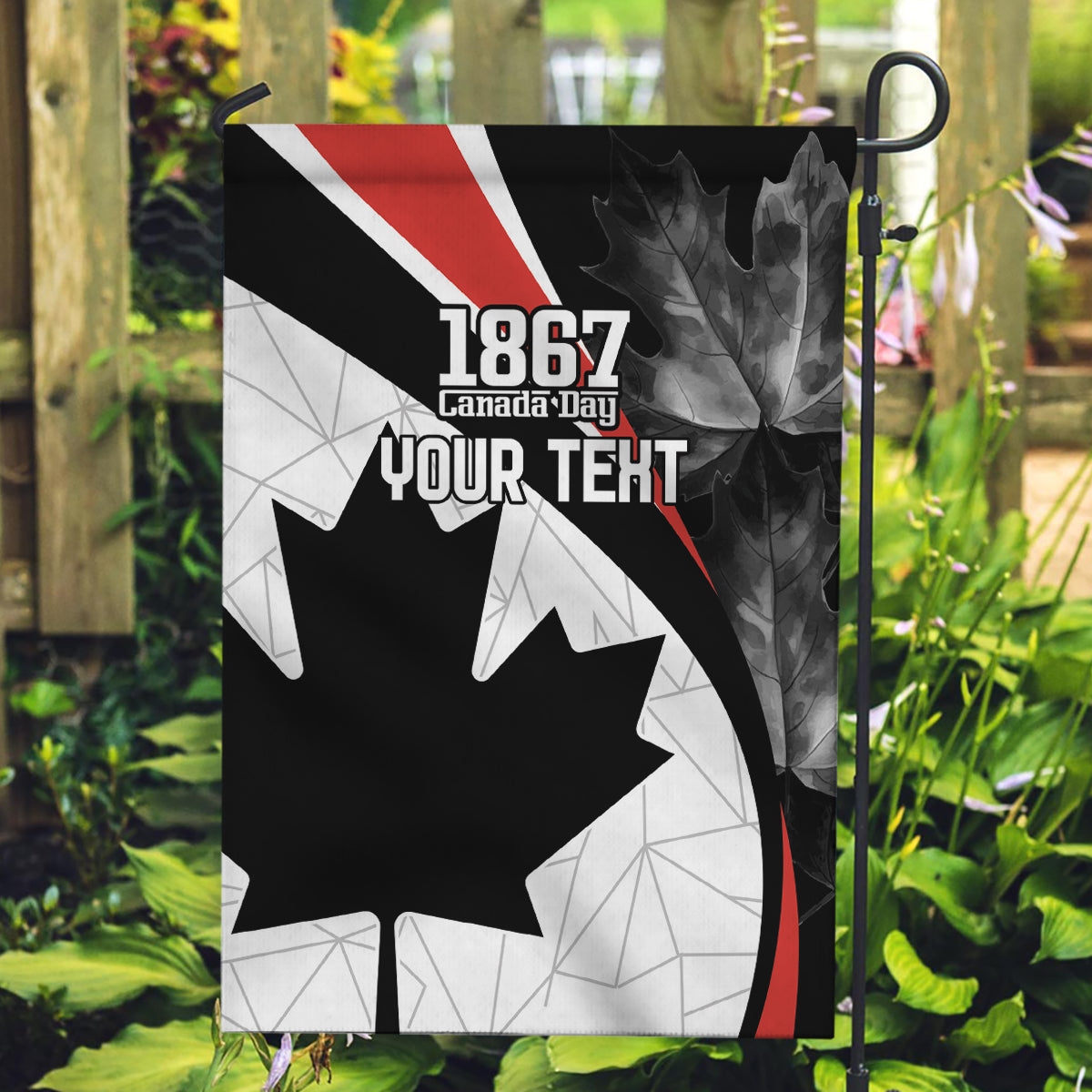 Personalized Canada Day Sine 1867 Garden Flag With National Maple Leaf - Wonder Print Shop