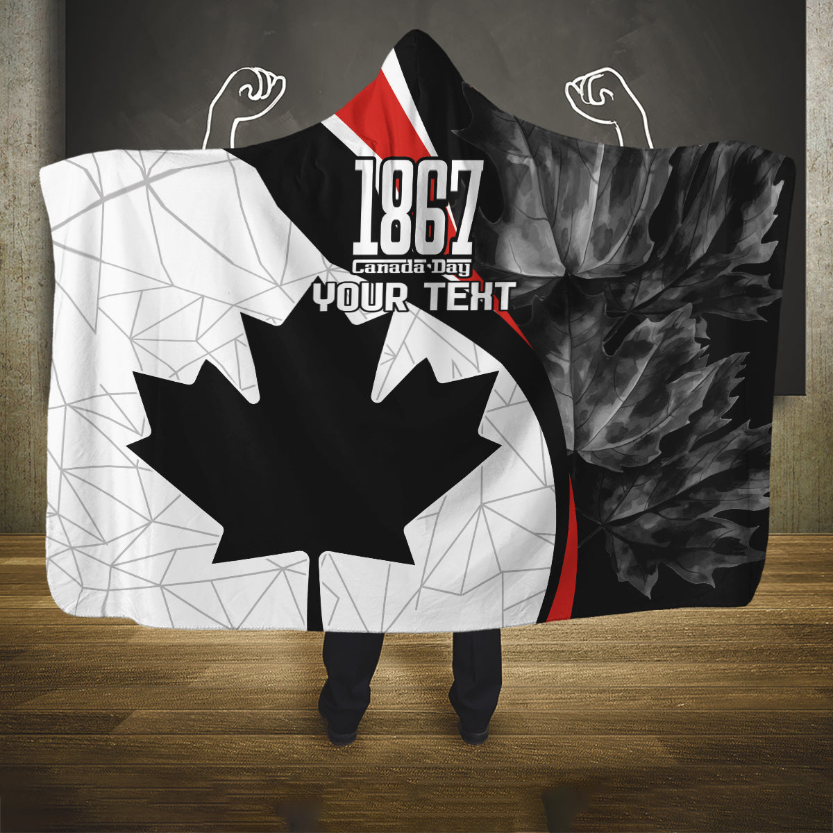 Personalized Canada Day Sine 1867 Hooded Blanket With National Maple Leaf