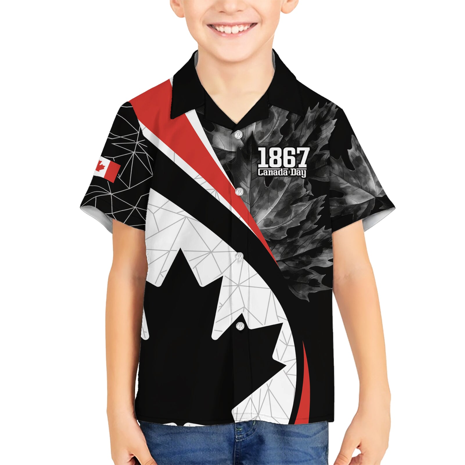 Personalized Canada Day Sine 1867 Kid Hawaiian Shirt With National Maple Leaf - Wonder Print Shop