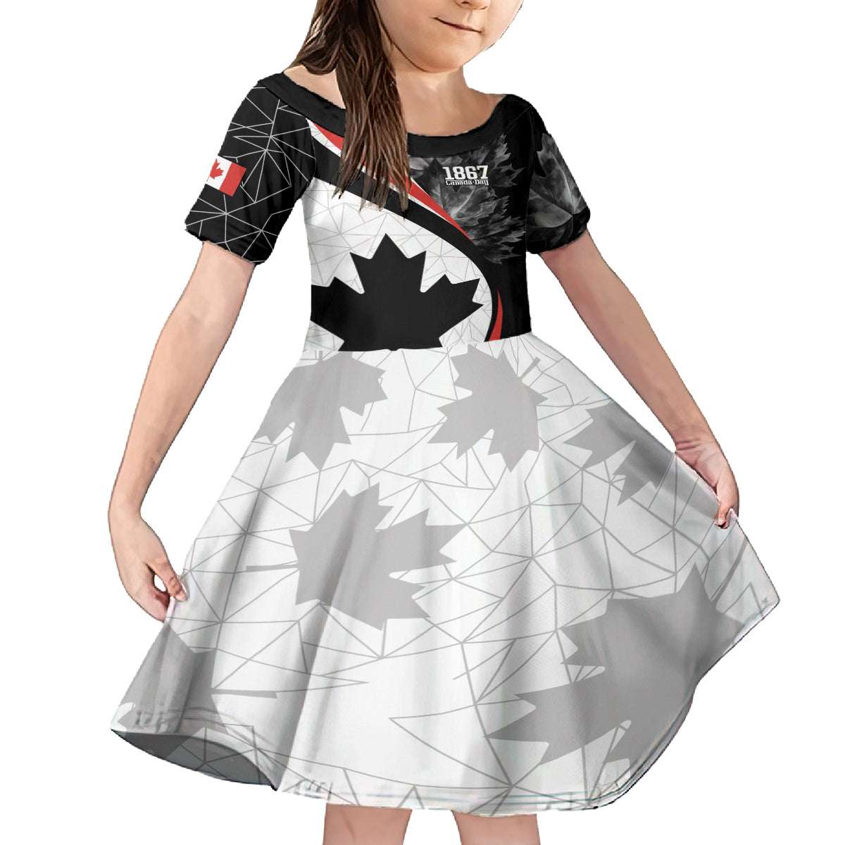 Personalized Canada Day Sine 1867 Kid Short Sleeve Dress With National Maple Leaf - Wonder Print Shop