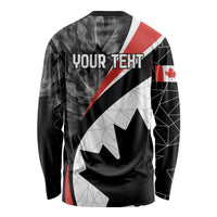 Black long-sleeve shirt with YOUR TEXT lettering and large maple leaf graphic