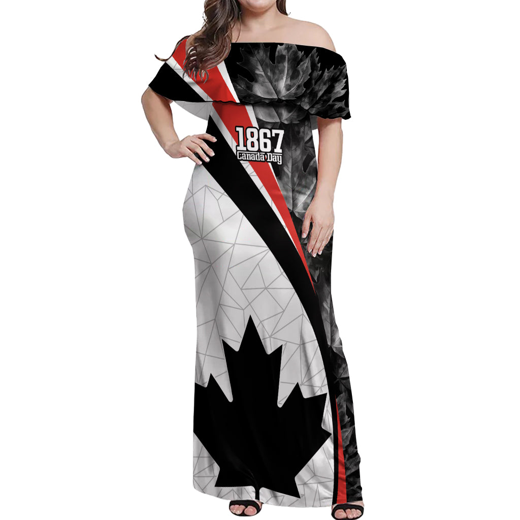 Personalized Canada Day Sine 1867 Off Shoulder Maxi Dress With National Maple Leaf - Wonder Print Shop