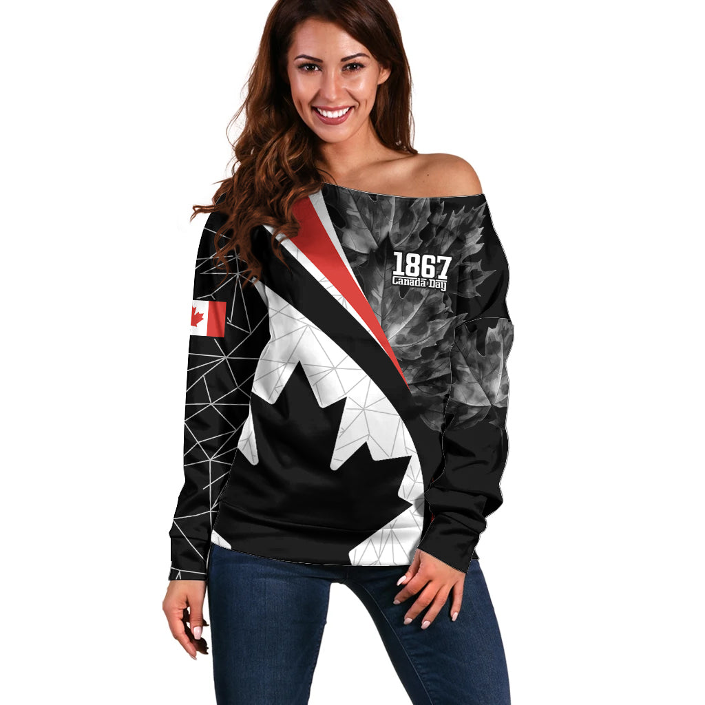 Personalized Canada Day Sine 1867 Off Shoulder Sweater With National Maple Leaf - Wonder Print Shop