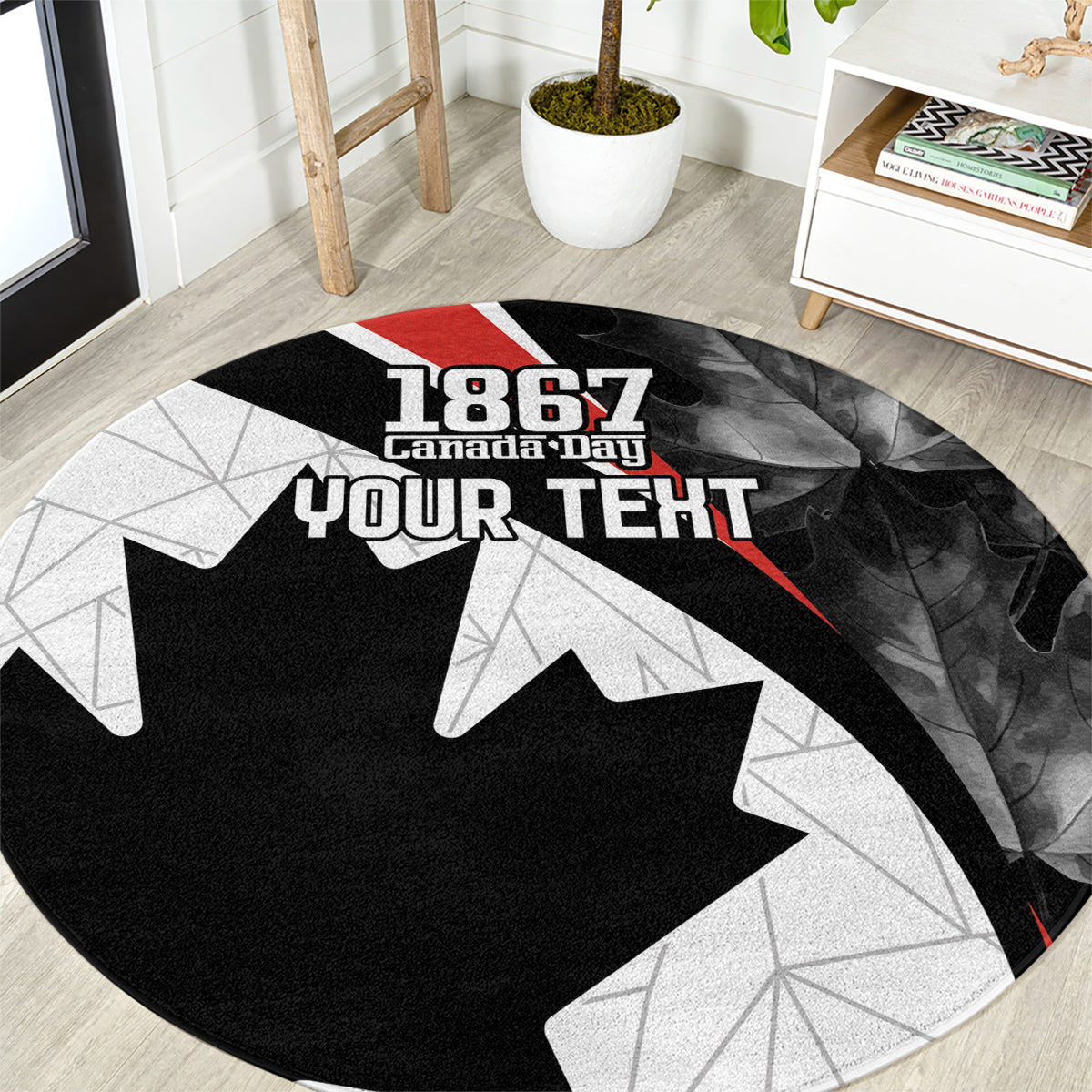 Personalized Canada Day Sine 1867 Round Carpet With National Maple Leaf