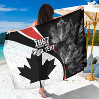 Canada Day sarong with 1867 maple leaf graphic, black and white