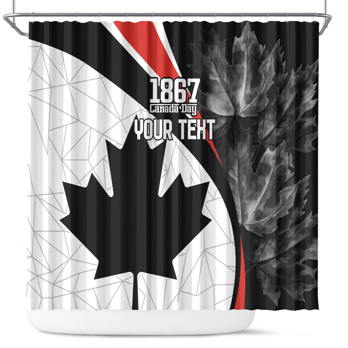 Personalized Canada Day Sine 1867 Shower Curtain With National Maple Leaf