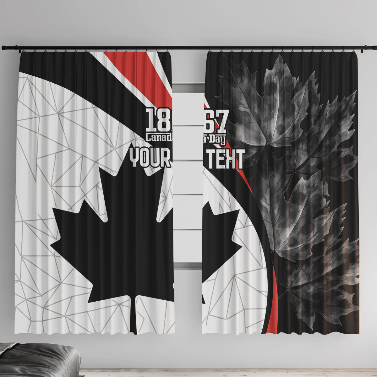 Personalized Canada Day Sine 1867 Window Curtain With National Maple Leaf