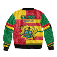 Ghana Republic Day bomber jacket with back text, eagle crest, ribbed hem and cuffs