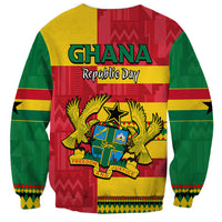 Unisex multicolor Ghana Republic Day sweatshirt with eagle crest, star, and bold back text