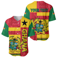 Short-sleeve baseball jersey with star front and back 'YOUR TEXT' in red, yellow, and green