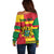 Custom Ghana Off Shoulder Sweater Republic Day - African Kitenge Style - Wonder Print Shop