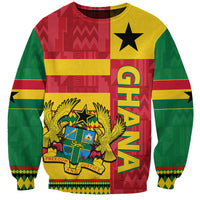 Yellow, red, and green crewneck sweatshirt with bold Ghana flag eagle graphic