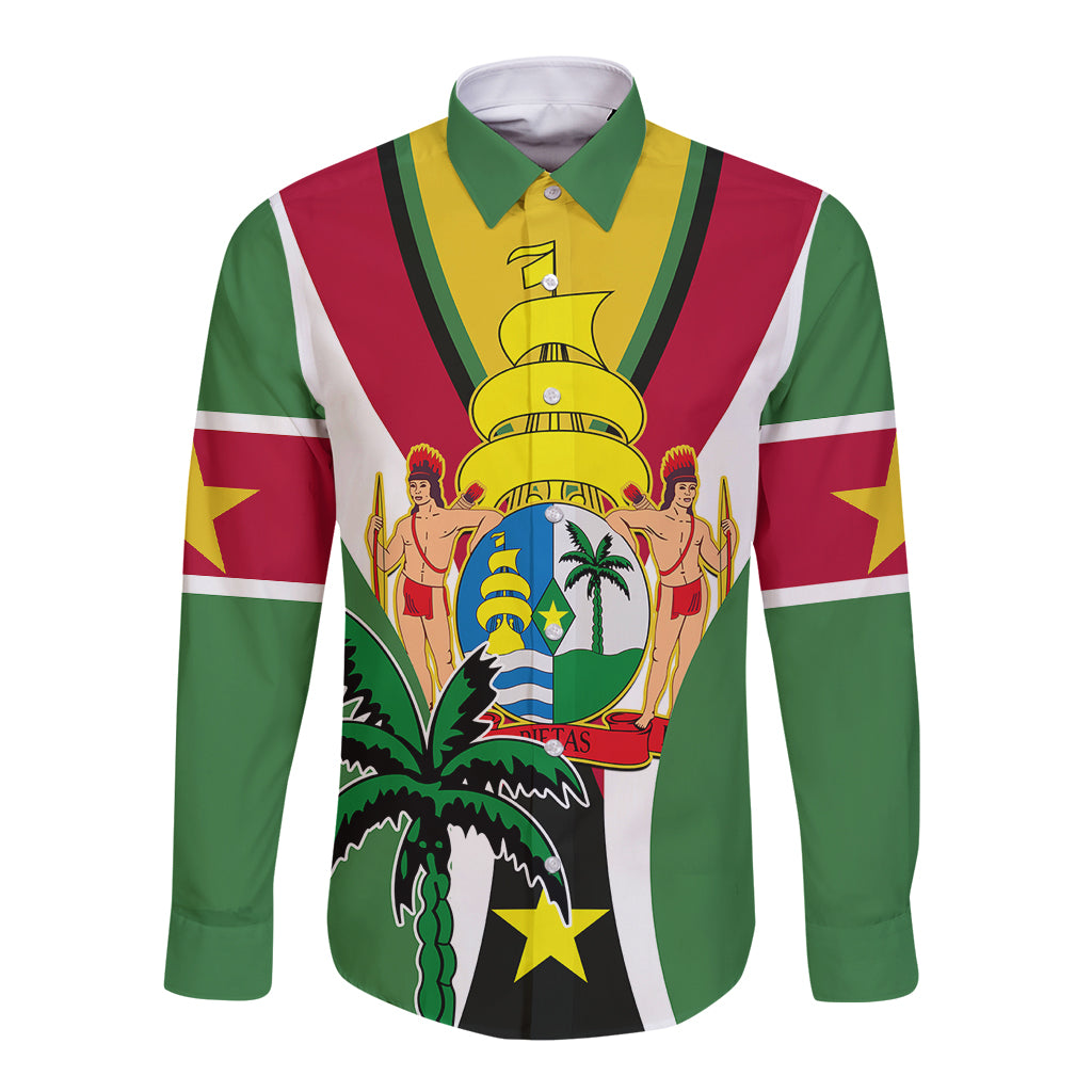 Suriname Long Sleeve Button Shirt Emancipation Day - Wonder Print Shop