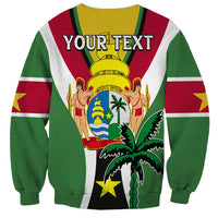 Unisex green sweatshirt with crest graphic and YOUR TEXT lettering