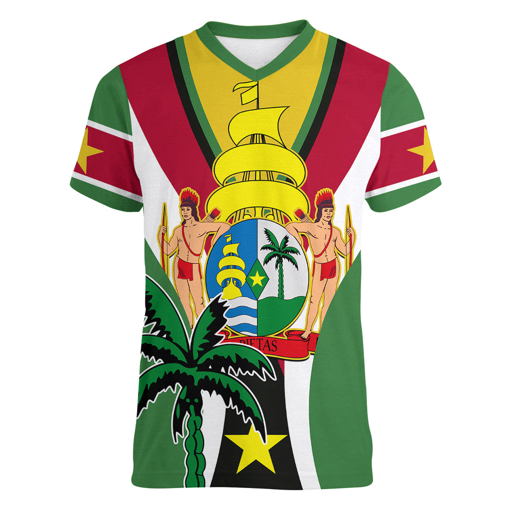 Custom Suriname Women V Neck T Shirt Emancipation Day - Wonder Print Shop