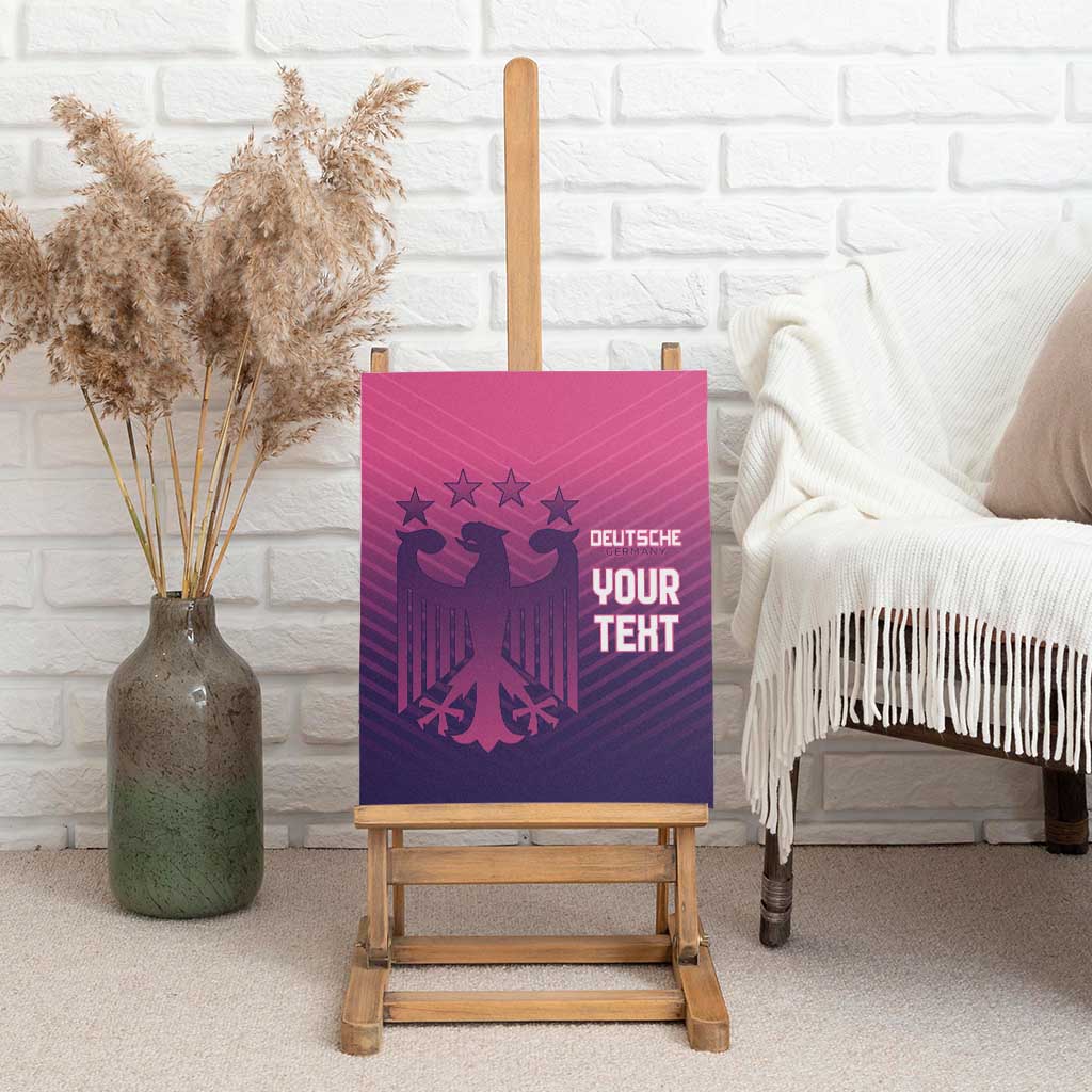 Framed pink canvas wall art on easel with German eagle and “YOUR TEXT”