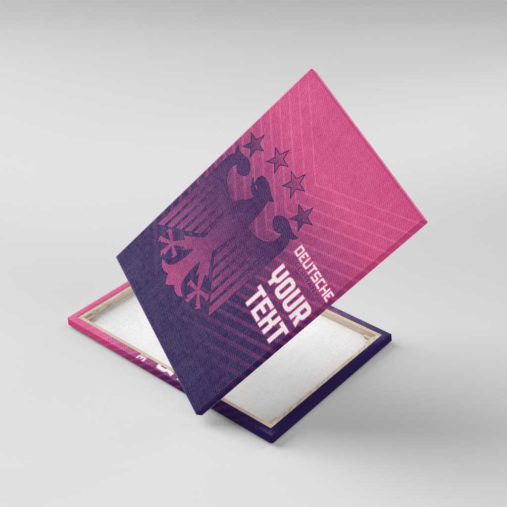 Pink and purple canvas wall art with German eagle emblem and “YOUR TEXT”
