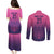 Custom Germany Football Couples Matching Puletasi and Long Sleeve Button Shirt Glowing Pink Line LT9 - Wonder Print Shop