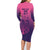 Custom Germany Football Family Matching Long Sleeve Bodycon Dress and Hawaiian Shirt Glowing Pink Line LT9 - Wonder Print Shop