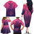 Custom Germany Football Family Matching Off The Shoulder Long Sleeve Dress and Hawaiian Shirt Glowing Pink Line - Wonder Print Shop