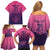 Custom Germany Football Family Matching Off Shoulder Short Dress and Hawaiian Shirt Glowing Pink Line LT9 - Wonder Print Shop