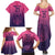 Custom Germany Football Family Matching Summer Maxi Dress and Hawaiian Shirt Glowing Pink Line - Wonder Print Shop