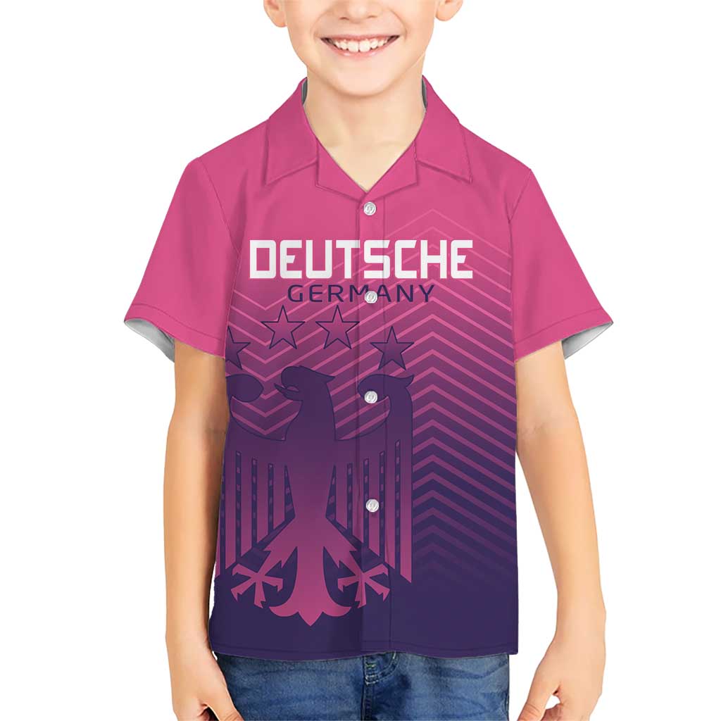 Custom Germany Football Kid Hawaiian Shirt Glowing Pink Line - Wonder Print Shop