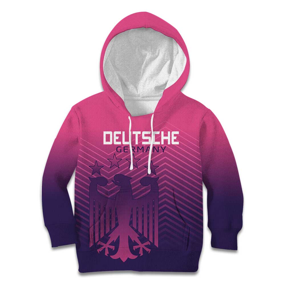 Custom Germany Football Kid Hoodie Glowing Pink Line - Wonder Print Shop