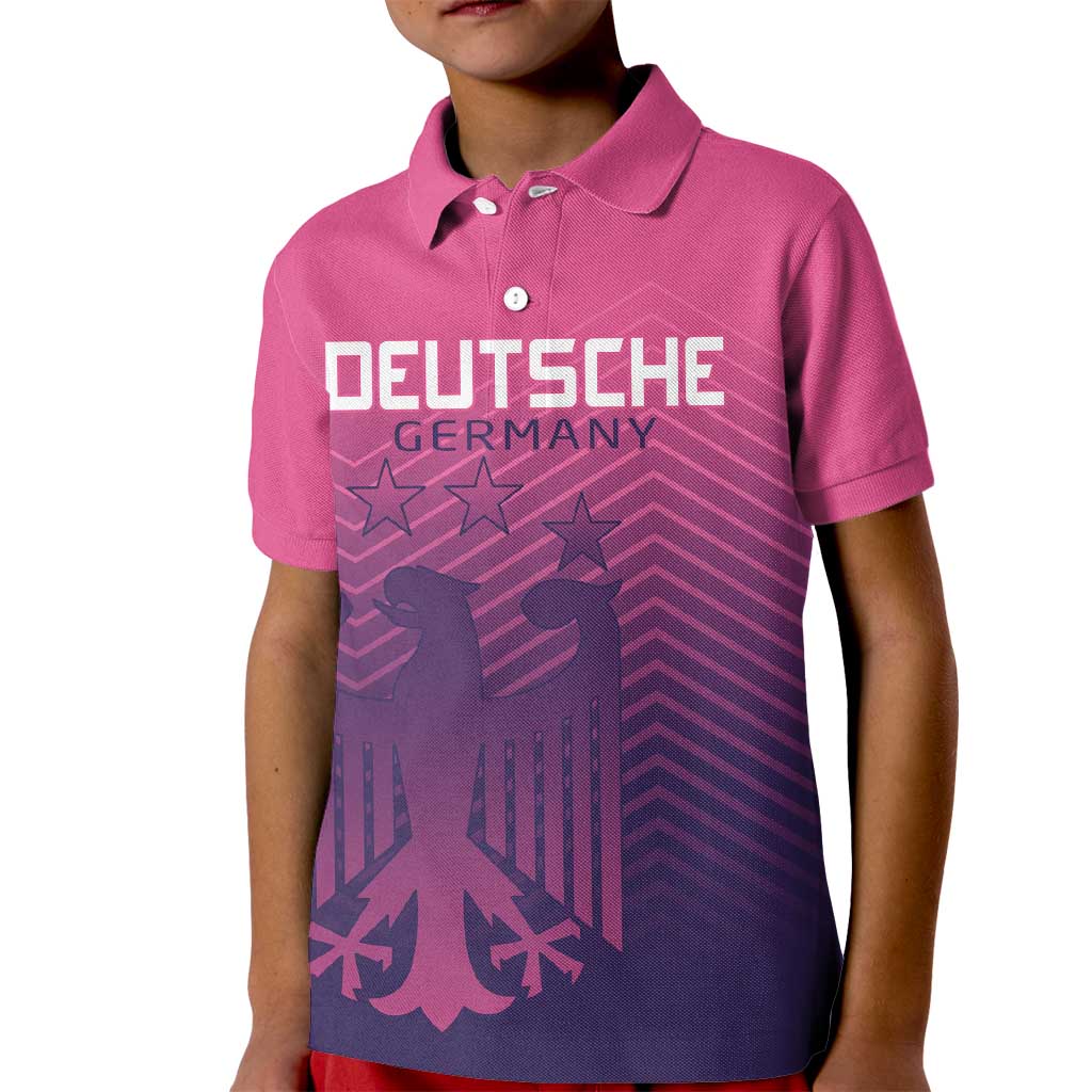 Custom Germany Football Kid Polo Shirt Glowing Pink Line - Wonder Print Shop