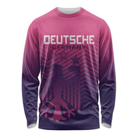 Pink long-sleeve football shirt with glowing 'DEUTSCHE GERMANY' front graphic