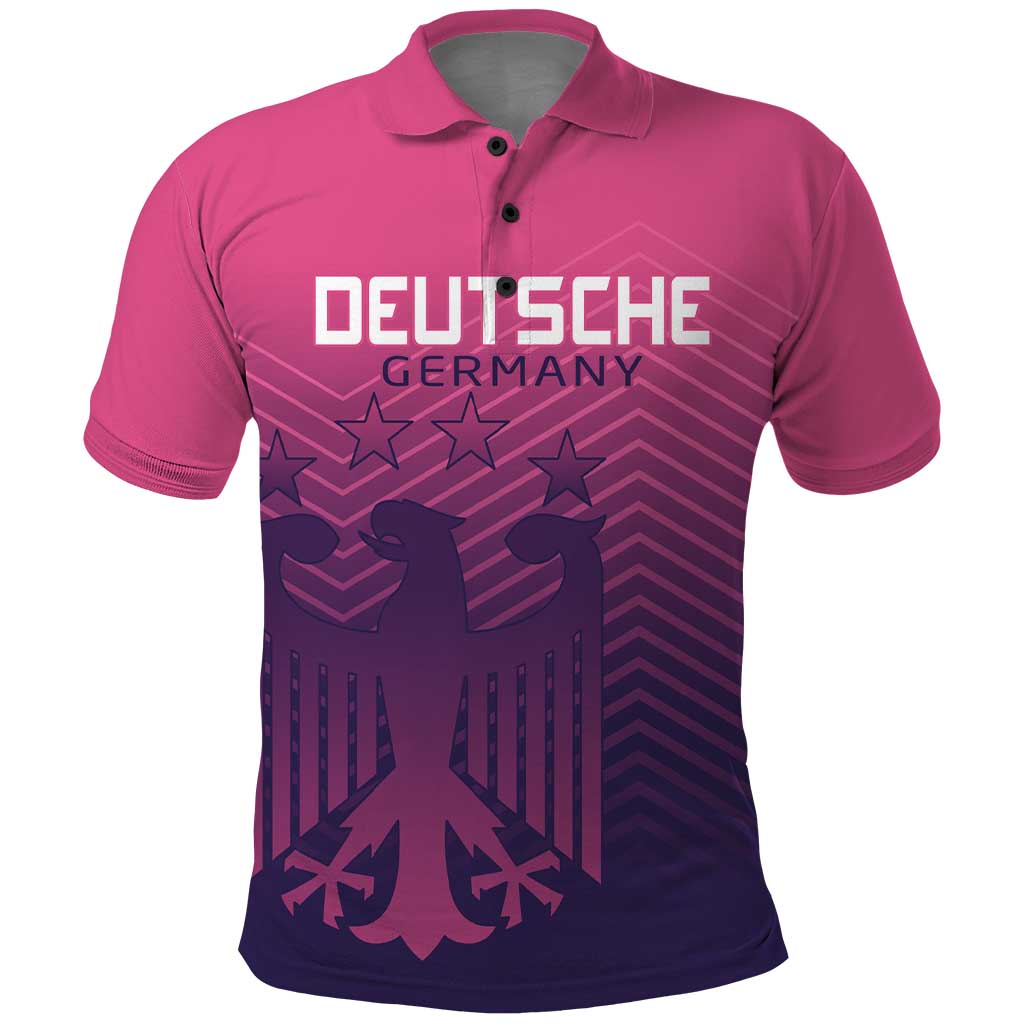 Custom Germany Football Polo Shirt Glowing Pink Line