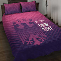 Germany football quilt bed set in pink and dark purple with 2 pillowcases, star graphics