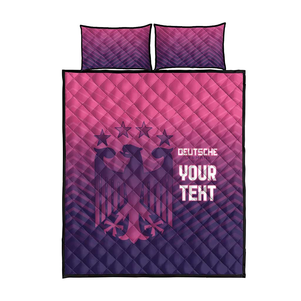 Pink and dark purple quilt bed set with 2 pillowcases, Germany football star prints