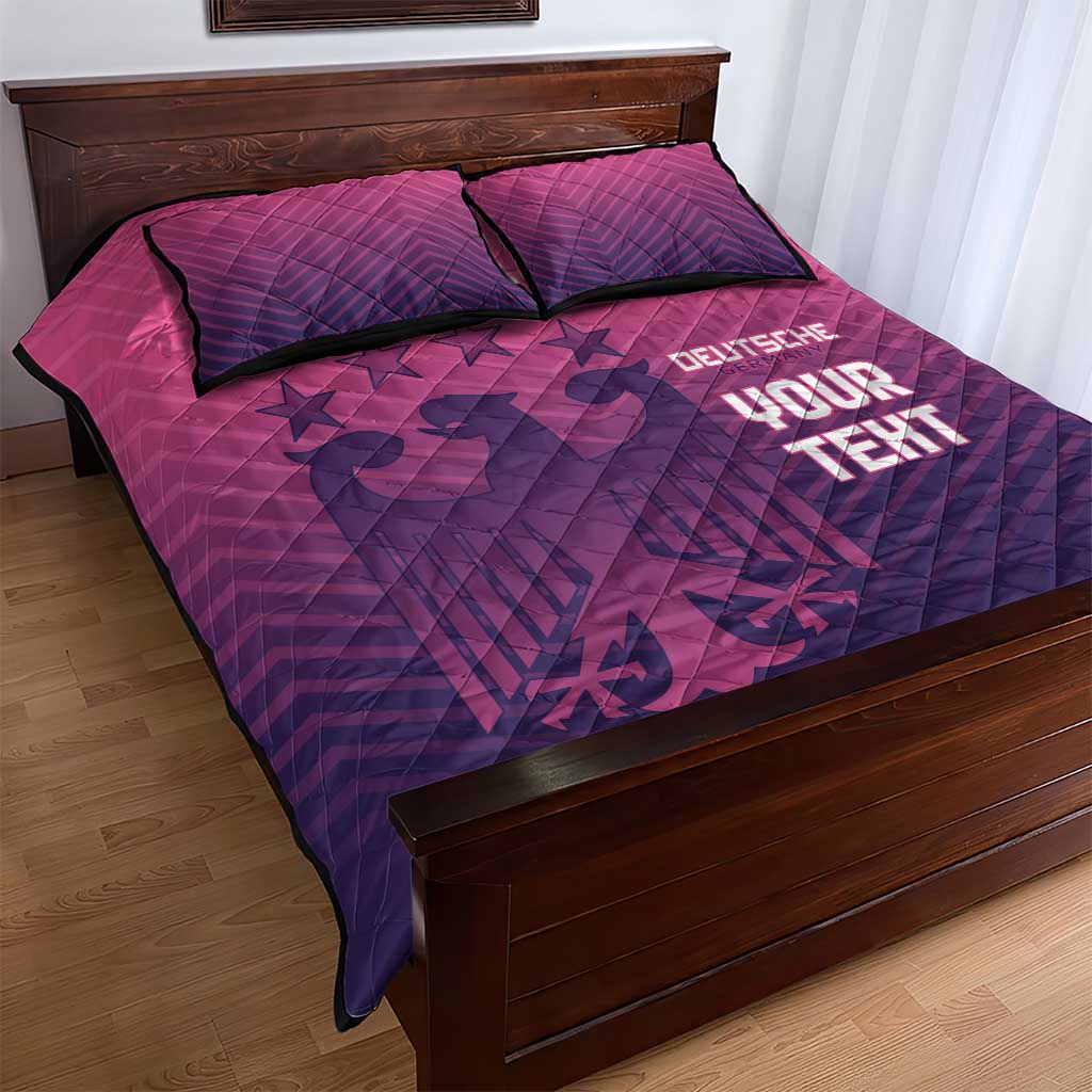 Pink and dark purple quilt bed set with 2 pillowcases, footballer and star pattern