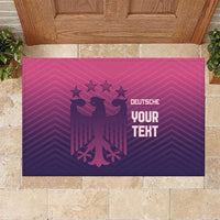 Dark purple rubber doormat with pink line and eagle graphic, DEUTSCHE YOUR TEXT