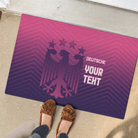 Dark purple rubber doormat with pink line pattern and eagle graphic, YOUR TEXT