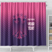 Shower curtain close-up of Germany crest, stars, and YOUR TEXT design
