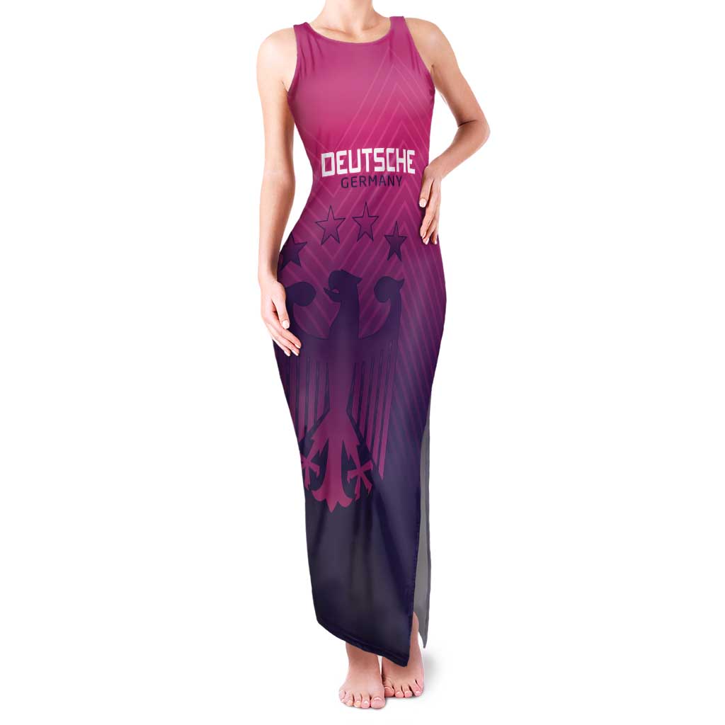 Custom Germany Football Tank Maxi Dress Glowing Pink Line