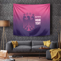 Pink and purple wall tapestry with German eagle crest, five stars, 'DEUTSCHE YOUR TERT'.
