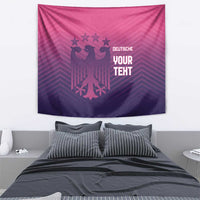 Pink-purple wall tapestry showing German eagle emblem with five stars and 'DEUTSCHE YOUR TERT'.